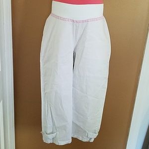 Maternity Crop Cotton Pants w/ Elastic Waist Med